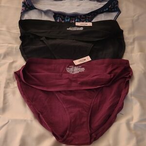 Victoria's Secret Panties Trio - Black, Burgundy, Floral
